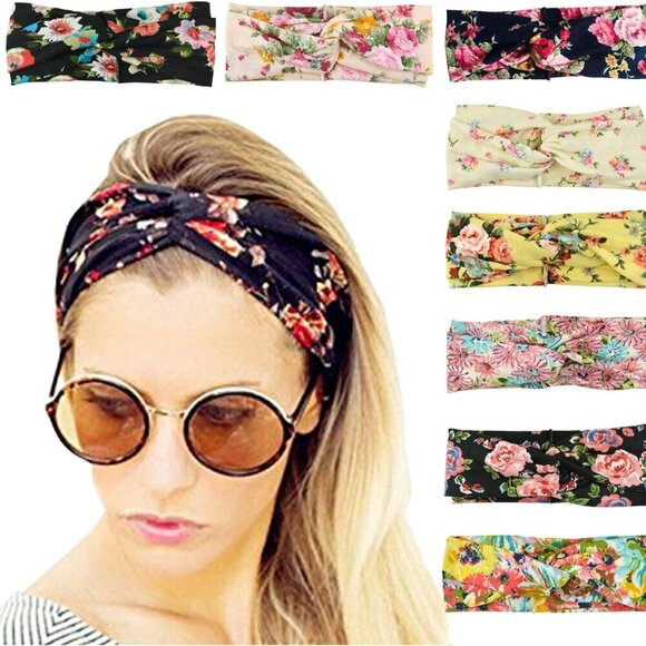 Women Headbands 8 Pack Cotton Nylon Elastic Sports Hair Accessories main image 5